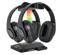 WallarGe Auriculares inalámbricos duales para ver la televisión con transmisor RF, auriculares inalámbricos Bluetooth para personas mayores, sin retraso de sincronización de labios, Plug & Play, juego