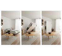 Wallbedking Cama abatible Morphy Studio - Sistema Multifuncional Modular SizeFlex y TypeFlex, Cama abatible Ahorra Espacio y Extensible con módulos de sofá (140x200, Vertical)