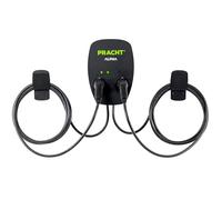 Wallbox ALPHA DUO, 1x 11KW / 2x 6,9KW (schwarz, 2x 5,5 Meter Kabel, RFID)