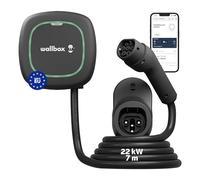 Wallbox Pulsar MAX Cargador para vehículo eléctrico (22 kW, Type 2, Wi-Fi, Bluetooth, OCPP, Interior/Exterior, Cable de Recarga 7 Metros, Facíl de Instalar) Negro