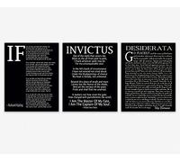 Wallbuddy If Poem Invictus Poem and Desiderata Inspirational Poems Set of 3 (21cm x 30cm, Matt Black)