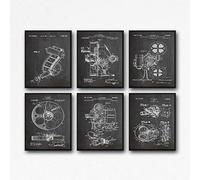 Wallbuddy Movie Posters Set of Movie Decor Patent Poster Movie Room Art Movie Room Decor Film Reel Print Movie Wall Art WB090 (21cm x 30cm, Chalkboard Black)