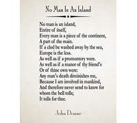Wallbuddy No Man Is An Island by John Donne Poem John Donne Prints Philosophy Poem Life Poem Wall Art Poetry Gift Literature Gift Literature Prints (20cm x 25cm, Ivory)