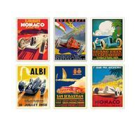 Wallbuddy Set of 6 Car Racing Grand Prix Posters F1 Poster Formula 1 poster Car racing Print Motor Racing Poster 1930, 1936, 1937, 1952, 1966, 1970 (30cm x 40cm)