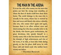 Wallbuddy The Man In The Arena by Theodore Roosevelt Literary Quote Roosevelt Speech Courage Poster Teddy Roosevelt President Speech Graduation Gift (13cm x 18cm, Vintage)