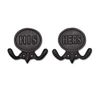 Wallcharmers Juego de 2 ganchos para toallas de baño para él y ella, estilo rústico y rústico, color bronce