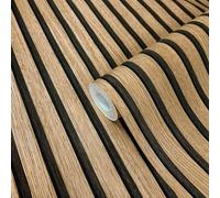 WALLCOVER Papel pintado con aspecto de madera, marrón, papel pintado no tejido 3D, modernos paneles con aspecto de madera natural de estilo Skandi.