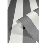 WALLCOVER Papel Pintado Negro Papel Pintado Rayas Landhaus Blanco Líneas Moderno Papel Pintado Rayas Finas Estructura 10.05 x 0.53 m Fabricado en Alemania