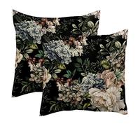 WALLDOR Paquete de 2 fundas de almohada de 45 x 45 cm, fundas de almohada cuadradas para decoración de sofá y sofá con flores en la oscuridad