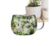 Walled Glass Mug Set - 300ml Heat-Resistant Dried Flower Glass Mugs For Glasss Drinking Cups Coffee Mug | For Home Living Room Kitchen Apartment Office Dorm Tea Milk Juice Drink Birthday Party