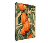 WALLERO Cuadro en lienzo Cacao Vainas con Hojas - Decoración de pared moderna e impresión artística | Cuadro para salón dormitorio cocina recibidor 70x100