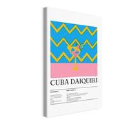 WALLERO Cuadro en lienzo Cuba Daiquiri con Zigzag - Decoración de pared moderna e impresión artística | Cuadro para salón dormitorio cocina recibidor 70x100