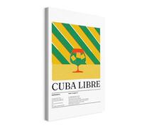 WALLERO Cuadro en lienzo Cuba Libre sobre Verde Rayas - Decoración de pared moderna e impresión artística | Cuadro para salón dormitorio cocina recibidor 70x100