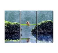 WALLERO Cuadro en Lienzo en Varias Partes Caracol bajo la lluvia - Decoración Mural Moderna e Impresión Artística | Cuadro para Salón, Dormitorio, Cocina, Recibidor 150x100