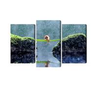 WALLERO Cuadro en Lienzo en Varias Partes Caracol bajo la lluvia - Decoración Mural Moderna e Impresión Artística | Cuadro para Salón, Dormitorio, Cocina, Recibidor 60x40