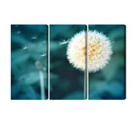 WALLERO Cuadro en Lienzo en Varias Partes Flor de diente de león primer plano 3D - Decoración Mural Moderna e Impresión Artística | Cuadro para Salón, Dormitorio, Cocina, Recibidor 120x80