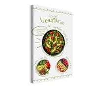 WALLERO Cuadro en lienzo Vegano Banquete en Verde - Decoración de pared moderna e impresión artística | Cuadro para salón dormitorio cocina recibidor 20x30