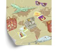 WALLERO Decoración de Pared, Aviones frente a mapas del mundo, 50 x 1000 cm