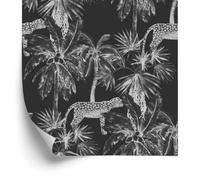 WALLERO Decoración de Pared, Gatos salvajes y palmeras, 50 x 1000 cm