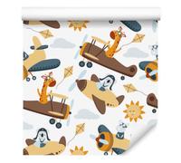 WALLERO Decoración de Pared, Lindos animales en aviones, 50 x 1000 cm