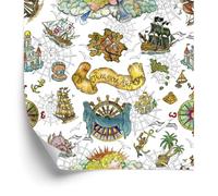 WALLERO Decoración de Pared, Símbolos piratas, 50 x 1000 cm