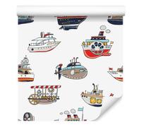 WALLERO Decoración de Pared, Vehículos de barcos coloridos, 50 x 1000 cm