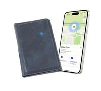 Wallet Finder - Cartera MagSafe con seguimiento GPS - Funciona con aplicación donde está - Hasta 6 tarjetas + espacio en efectivo - Magnético, carga inalámbrica - Solo para iPhone (BLU)