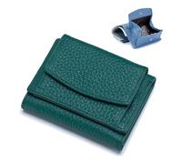Wallet, Foldable Slim Compact Card Holder, Unisex Wallet with Coin Pouch(Dark Green)