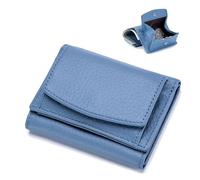 Wallet, Foldable Slim Compact Card Holder, Unisex Wallet with Coin Pouch(Light Blue)