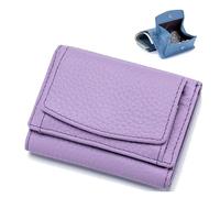Wallet, Foldable Slim Compact Card Holder, Unisex Wallet with Coin Pouch(Light Purple)