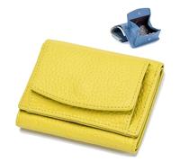 Wallet, Foldable Slim Compact Card Holder, Unisex Wallet with Coin Pouch(Yellow)