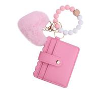 Wallet Keychain Wristlet, Plush Heart Keychain, Slim RFID Credit Card Holder, Cute Fashion Wrist Wallet, Women'Plush Heart Key Ring Wallet For Women,Cute Fashion Wristlet Credit Card Wallet For