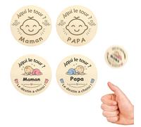 WALLFID 2 Monedas de Decisión para Nuevos Padres de Madera,Regalo para Embarazada,Regalo Recién Nacido,Regalos Bebés Recién Nacidos Originales (2 Monedas (FR))