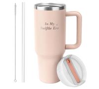 WALLFID 40oz Vaso con Asa y Tapa Pajita,con Pajita y Cepillo de Limpieza, Regalos para Amantes de la Música para Mujeres,Taza de Coche de Gran Capacidad para Agua,té Helado,Café o Batidos(Swiffite)