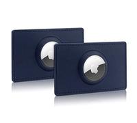 WALLFID AirTag Wallet 2pcs Funda de Cuero para Apple AirTags,para Hombres y Mujeres Carteras para Evitar pérdidas, Slim Anti-Lost Wallet Card Tracker (azul-2pcs)