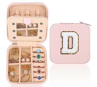 WALLFID Caja de joyería de viaje, organizador de joyas de letras, caja de joyería portátil, regalo ideal para el día de la madre (D)