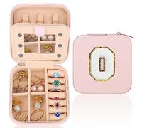WALLFID Caja de joyería de viaje, organizador de joyas de letras, caja de joyería portátil, regalo ideal para el día de la madre (O)