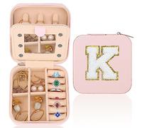 WALLFID Caja de joyería de viaje, organizador de joyas de letras, caja de joyería portátil, regalo ideal para el día de la madre (K)