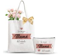 WALLFID con pequeña bolsa, set de 2,Tote Bag,Tote Bag Personable,Tote Bag Mujer,Cadeau Mamá,Best Mamá,Oma,Maîtresse,Amie,Niñera,100% Algodón,Ecológico, Español, ES-Éducatrice