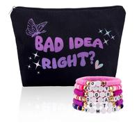 WALLFID Inspired Singer - Bolsa de maquillaje para mujer con pulseras de la amistad, bolsa de cosméticos para amantes de la música para niñas, bolsa de maquillaje y pulseras, bolsa con cremallera
