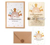 WALLFID Regalo de nacimiento, caja de regalo personalizada para nacimiento y baby shower, con tubos de ensayo, piezas de madera y tarjeta, regalo para bebé niño o niña