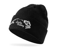 WALLFID Regalos de Pesca para Hombres y niños, Gorro de Pesca de la Suerte, Lucky Fishing Gorro de Invierno Calado y cálido, Regalos Ideales de Pesca de Carpas para papá Hijo Esposo Abuelo