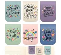 WALLFID Set de 6 marcapáginas magnéticos de piel PU, Diseños inspiradores para libros, Ideal para regalar a lectores, Amantes de la lectura y como detalle único para ocasiones especiales (Motivation)