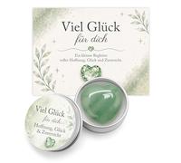 WALLFID Set Regalo Cristal Corazón, piedra corazón 3 cm con tarjeta y caja, Pocket Hug amuleto de la suerte, regalo de ánimo para pareja, examen, cumpleaños u operación (Grün)