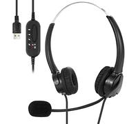 Wallfire Auriculares in-ear con micrófono, auriculares USB que ocultan el ruido, auriculares con cable para ordenador portátil, juegos en línea, aula, centro de llamadas