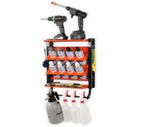 Wallmaster Soporte para latas de aerosol, estante de almacenamiento de pared para latas de lubricante, organizador de botellas de pintura resistente para garaje y hogar, 8 agujeros para latas y 2