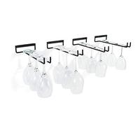 Wallniture Chiraz Stemware - Estante de pared para copas de vino (hierro forjado, 28 cm, 4 unidades), color negro