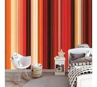 Wallpaper Vertical Stripes Abstract Design 300 x 210 cm for Living Room Children's Room Bedroom Hallway 3D Effect Non-Woven Wallpaper Motif Wallpaper UV Orange Brown