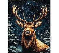 Wallphantom 11CT Kit Petit Point Conjunto De Punto De Cruz,alce animal del bosque,Kit De Bordado Para Adultos,Kits De Punto De Cruz DIY,16x20in Bordado a Mano Regalo