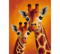 Wallphantom animal Kit de alfombras con gancho de pestillo,Jirafa madre y cría,alfombra de hilo de lona preimpresa,manualidades para adultos y principiantes,60x90cm